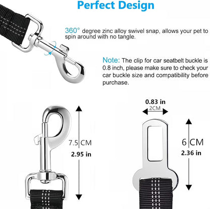 Adjustable Dog Car Seat Belt Safety Leash – Pet Safety Restraint with Universal Seatbelt Buckle